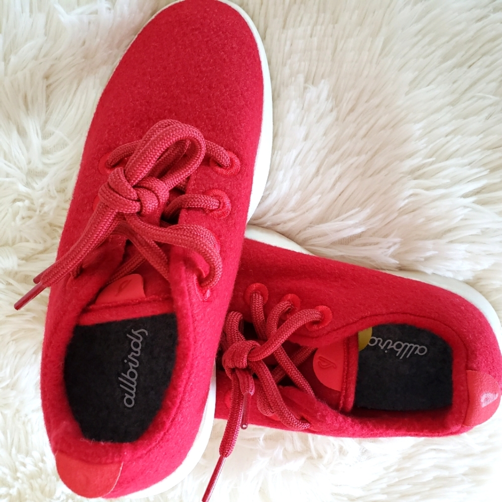 ALLBIRDS Red Merino Wool Lace Up Walking Sneakers--NEW--5 - Picture 3 of 12
